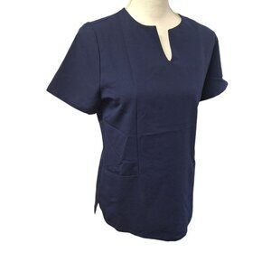 Mandala Scrub‎ Top Dark Blue Pockets Womens Small Medical Nurse Vet Tech Aide